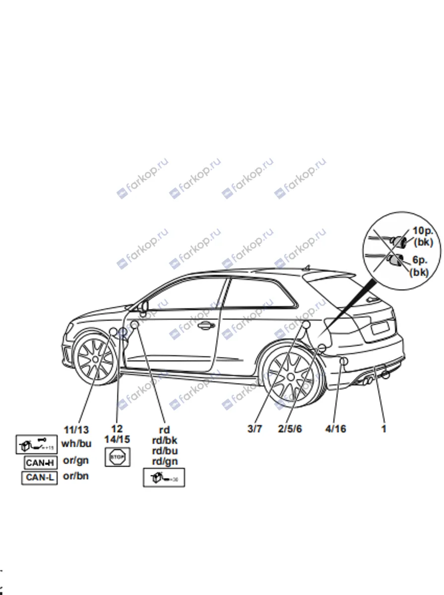 Электрика фаркопа Westfalia (13 pin) для Audi A3 2014- 305408300113 в 