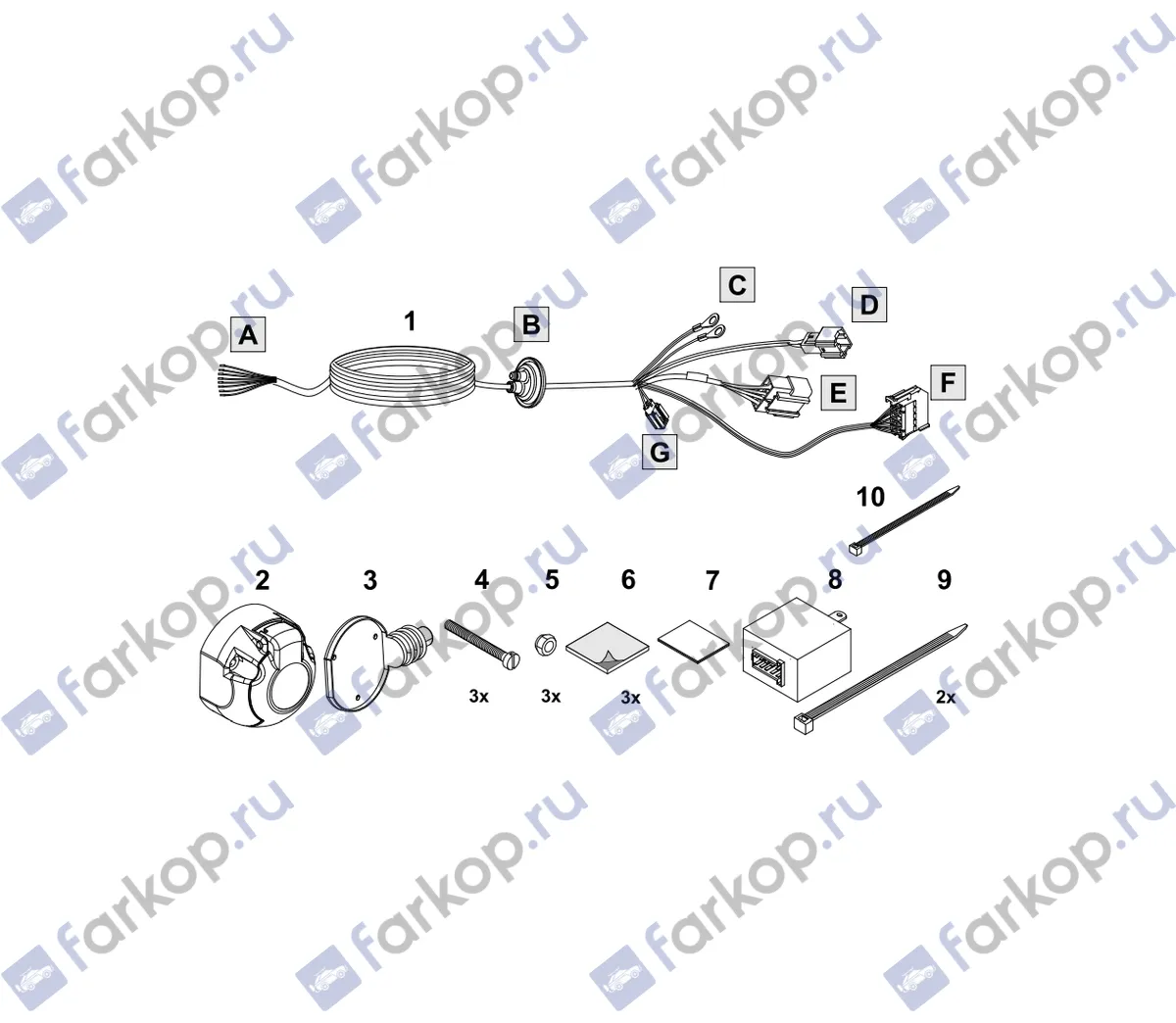 Электрика фаркопа Brink (7 pin) для Nissan Qashqai 2014-2019 732713 в 