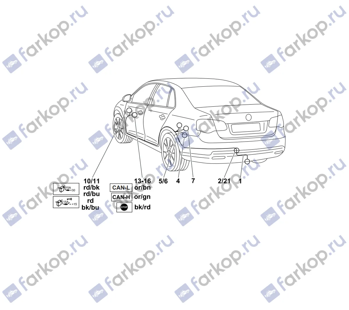 Электрика фаркопа Westfalia (7 pin) для Volkswagen Jetta 2005-2011 321600300107 в 