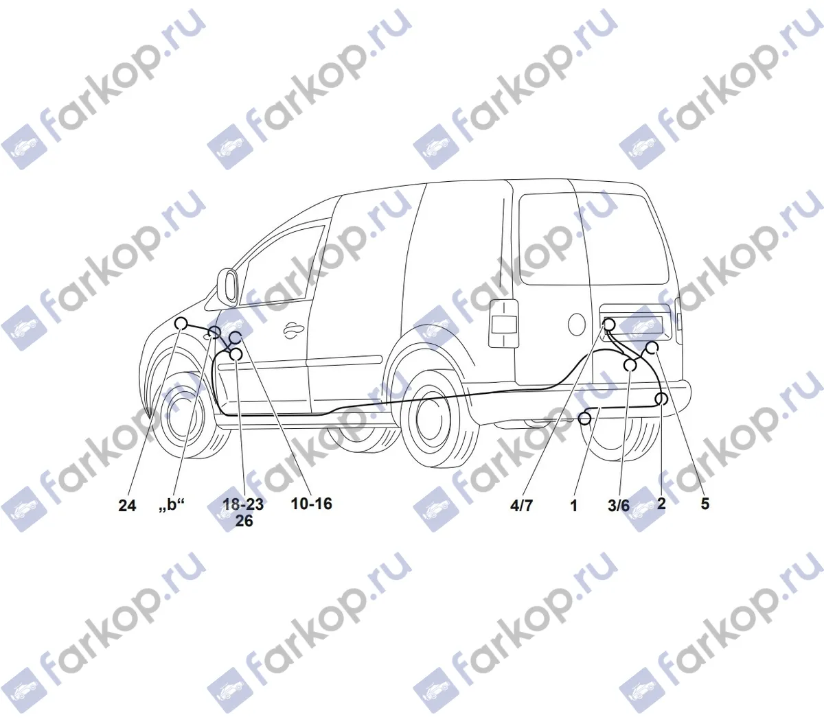 Электрика фаркопа Westfalia (7 pin) для Volkswagen Caddy 2008-2020 321554300107 в 