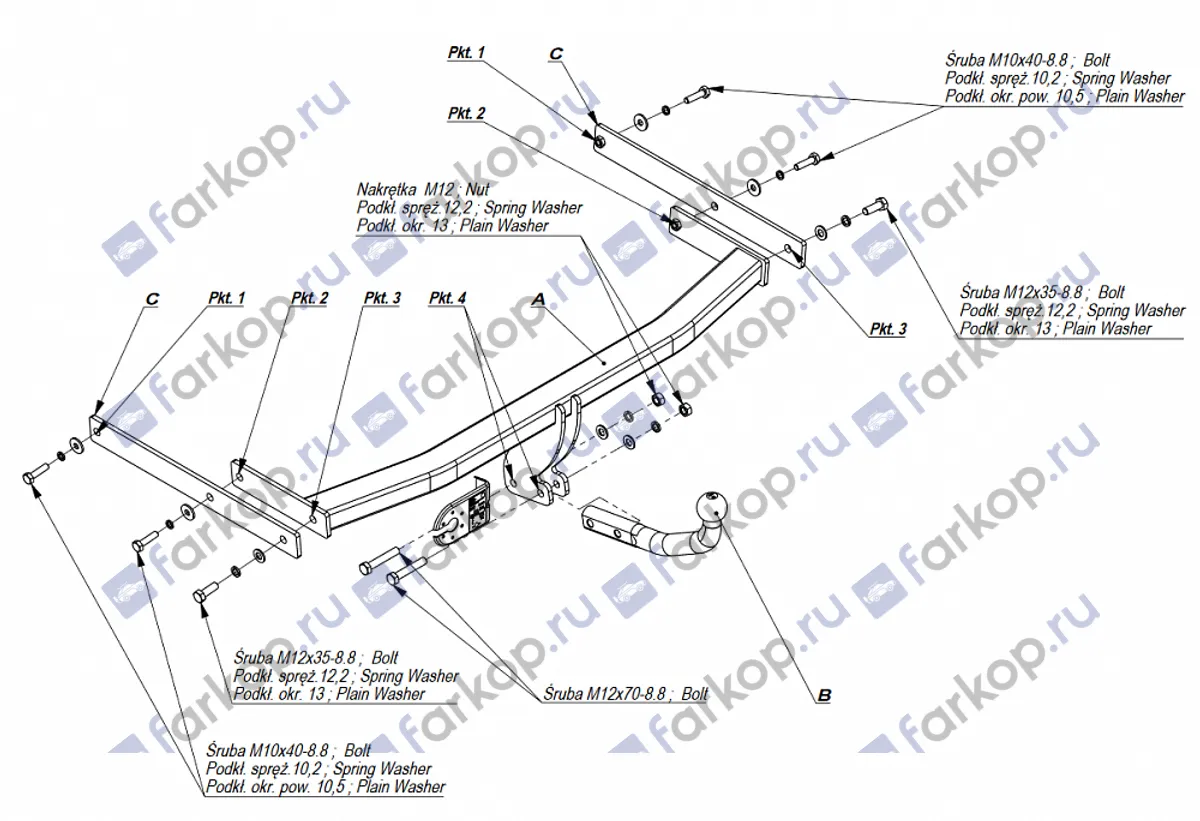 Фаркоп Imiola для Volkswagen Golf (универсал) 2007-2009 W.030 в 