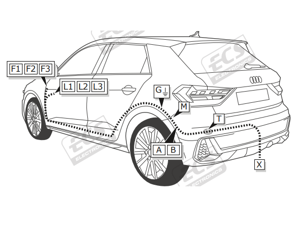 Электрика фаркопа ECS (13 pin) для Audi A3 2012- VW190H1 в 