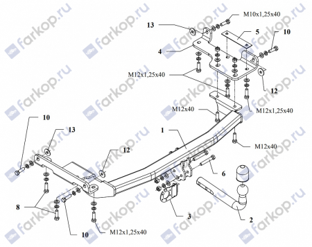 Фаркоп Auto-Hak для Nissan Murano 2004-2008 V 62 в 