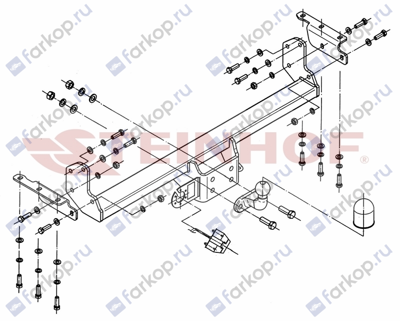 Фаркоп Steinhof для Nissan Navara 2005-2015, (трубчатый бампер) N-088 в 