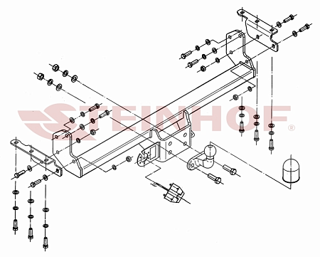 Фаркоп Steinhof для Nissan Navara 2005-2015, (трубчатый бампер) N-088 в 